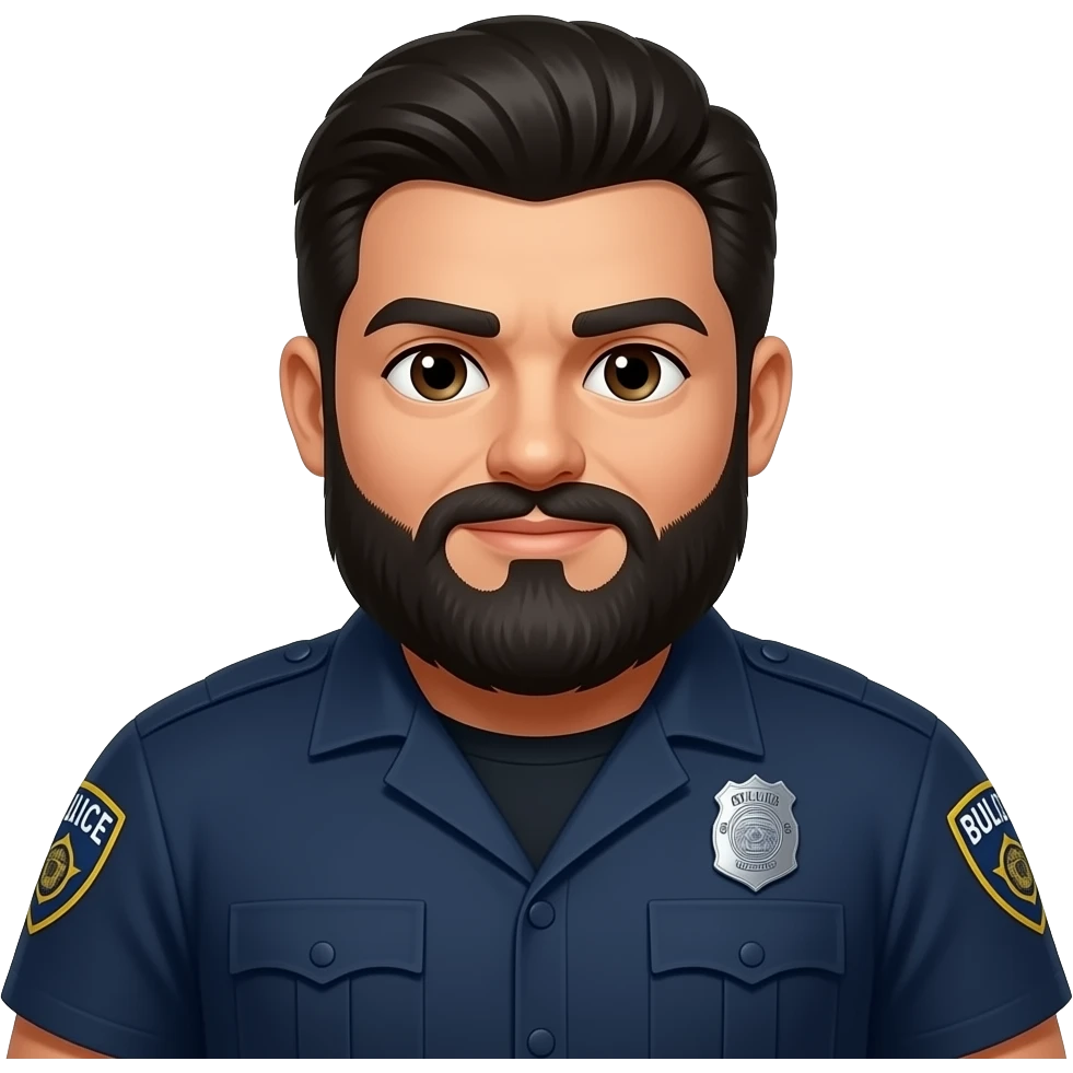 heavy set police officer detective with a full black beard and slicked back black hair emoji