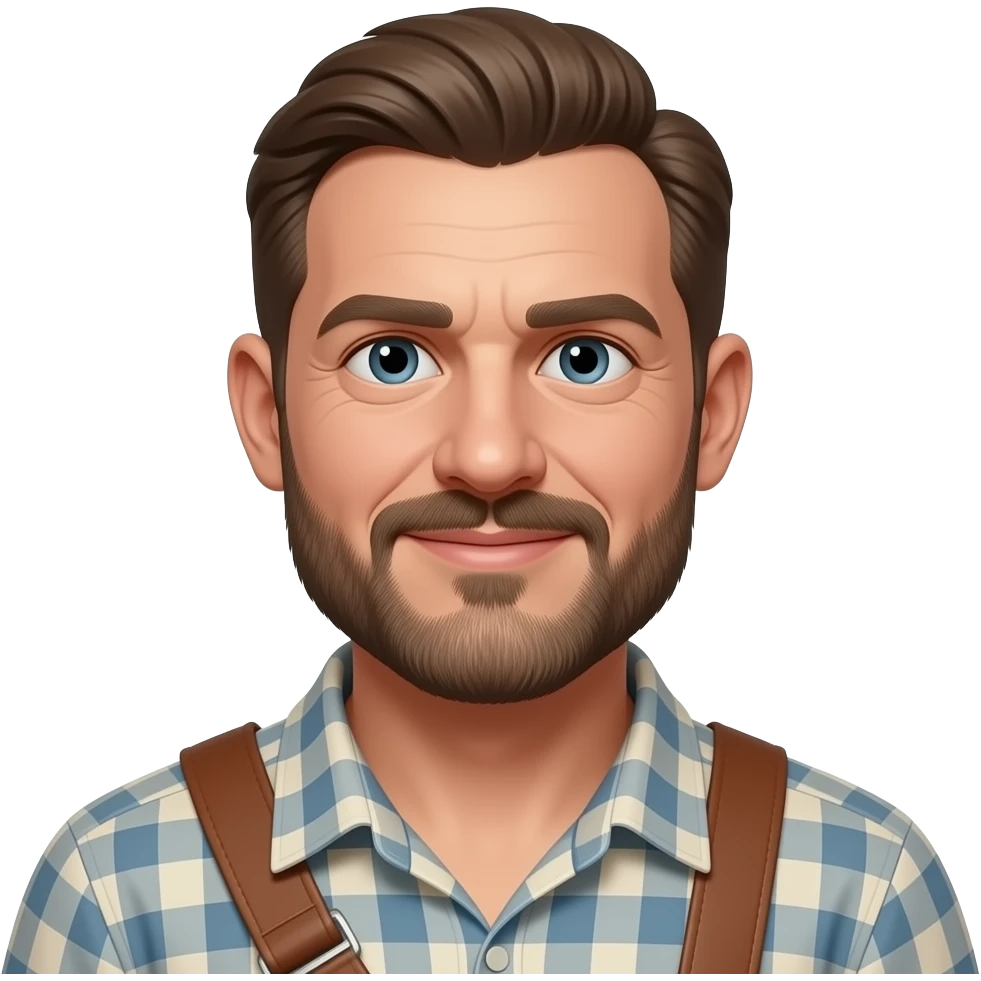 um homeml de aparência rústica e proporções corporais exageradas. emoji