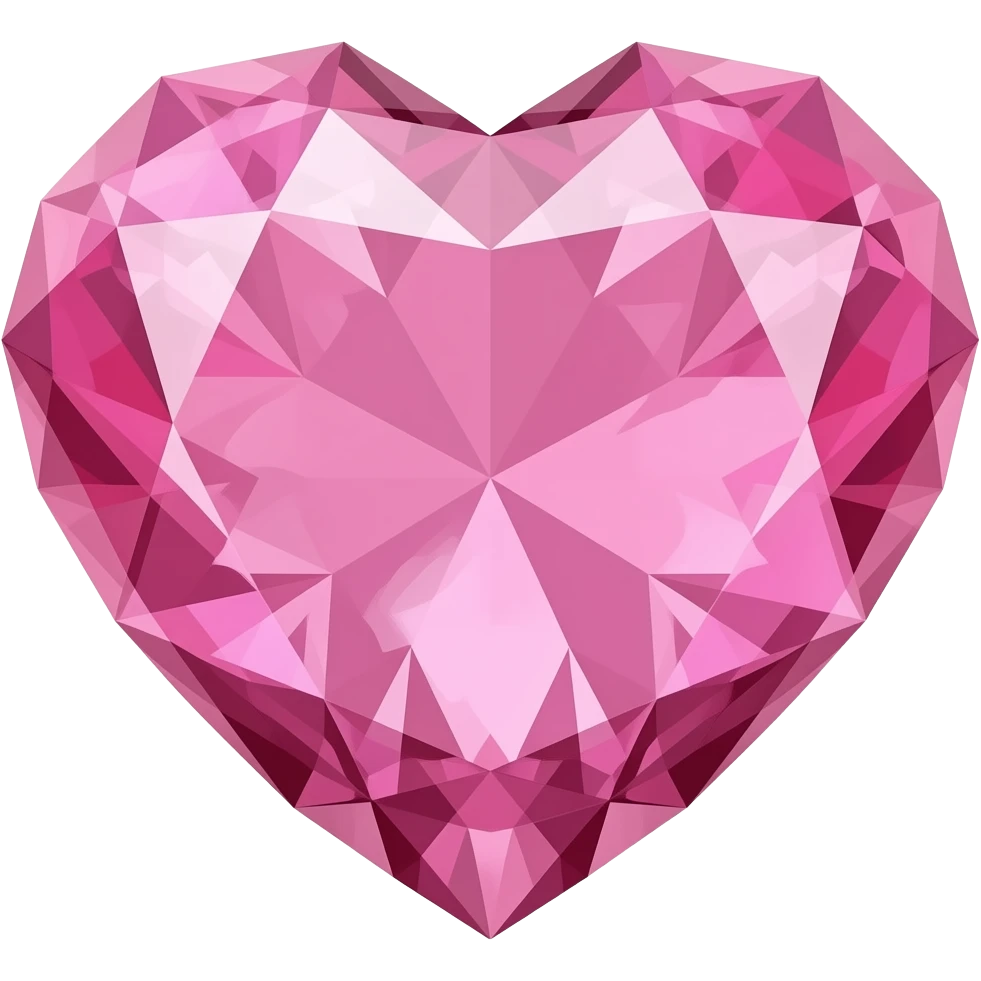 Cristal em forma de diamante de coração rosa bb brilhante emoji