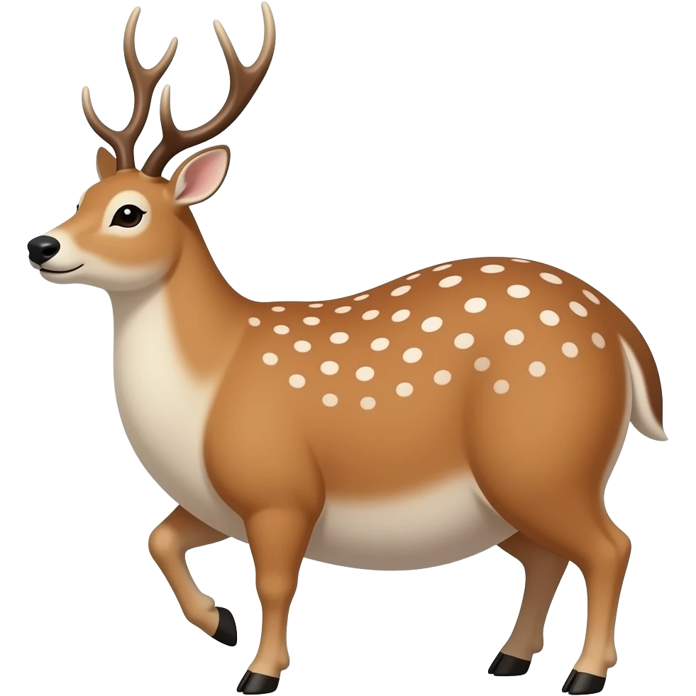 A female deer’s stomach gets massively large and heavy,she ate too much,now the deer/doe is obese,even her big belly has a bit of wobble. emoji