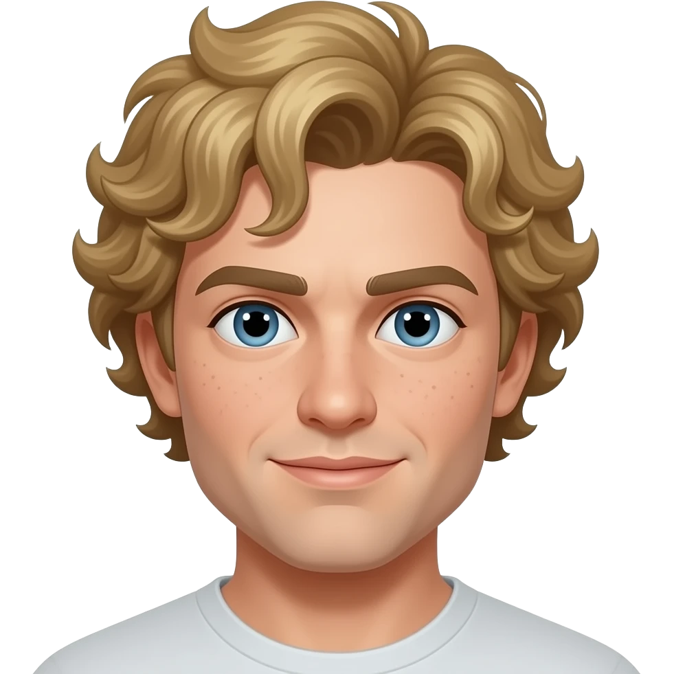 blonde guy with curly blonde with dark brown roots and pimples and make him white emoji