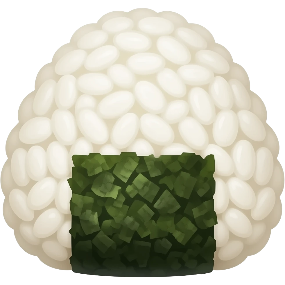 Rice molded into a ball shape with seaweed flake emoji
