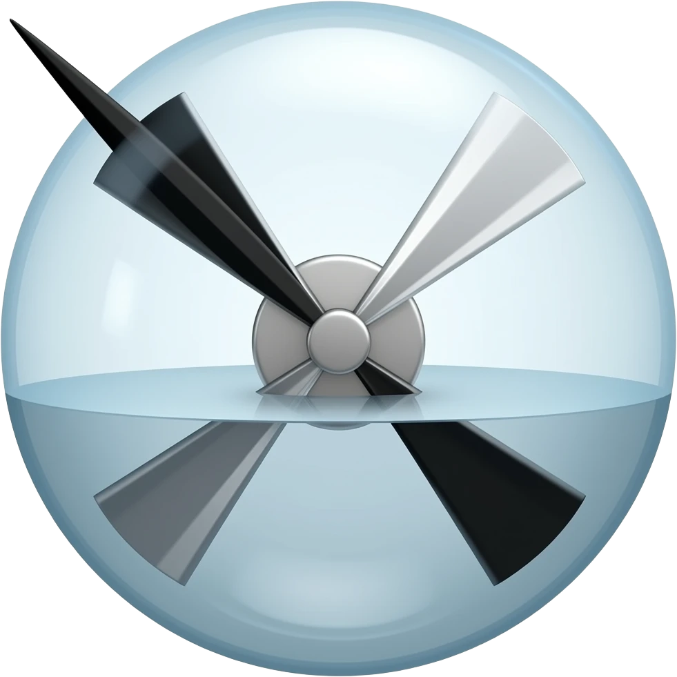 radiometer- glass bulb containing a vacuum and four vanes—all on the same vane black on one side and white/silver on the other emoji