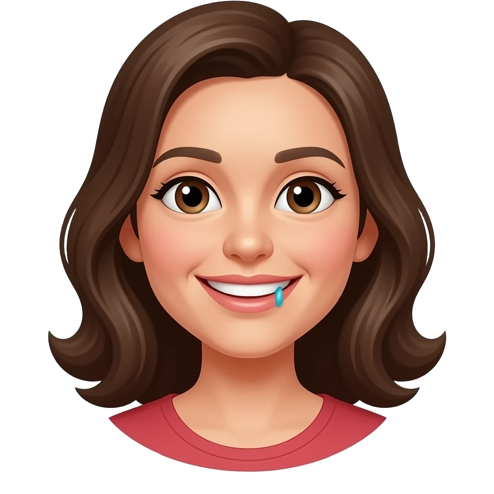 woman with cleft lip and palate, smiling and happy emoji