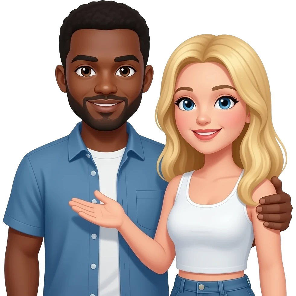 Baold black man greeting his blonde girlfriend emoji