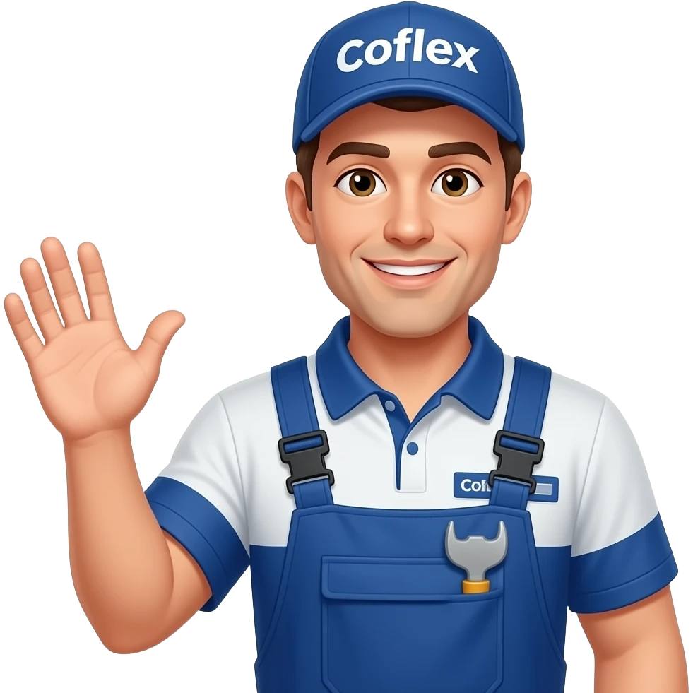 Plomero coflex varón saludando emoji