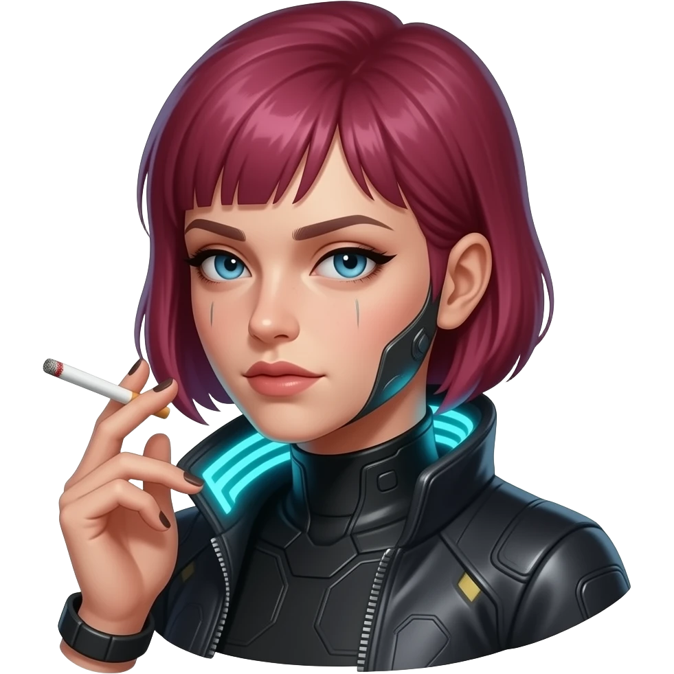 cyberpunk Lucy smoking a cigarette emoji