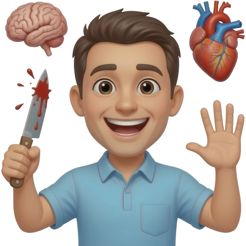 😆🔪🩸🧠 🫀😵 emoji