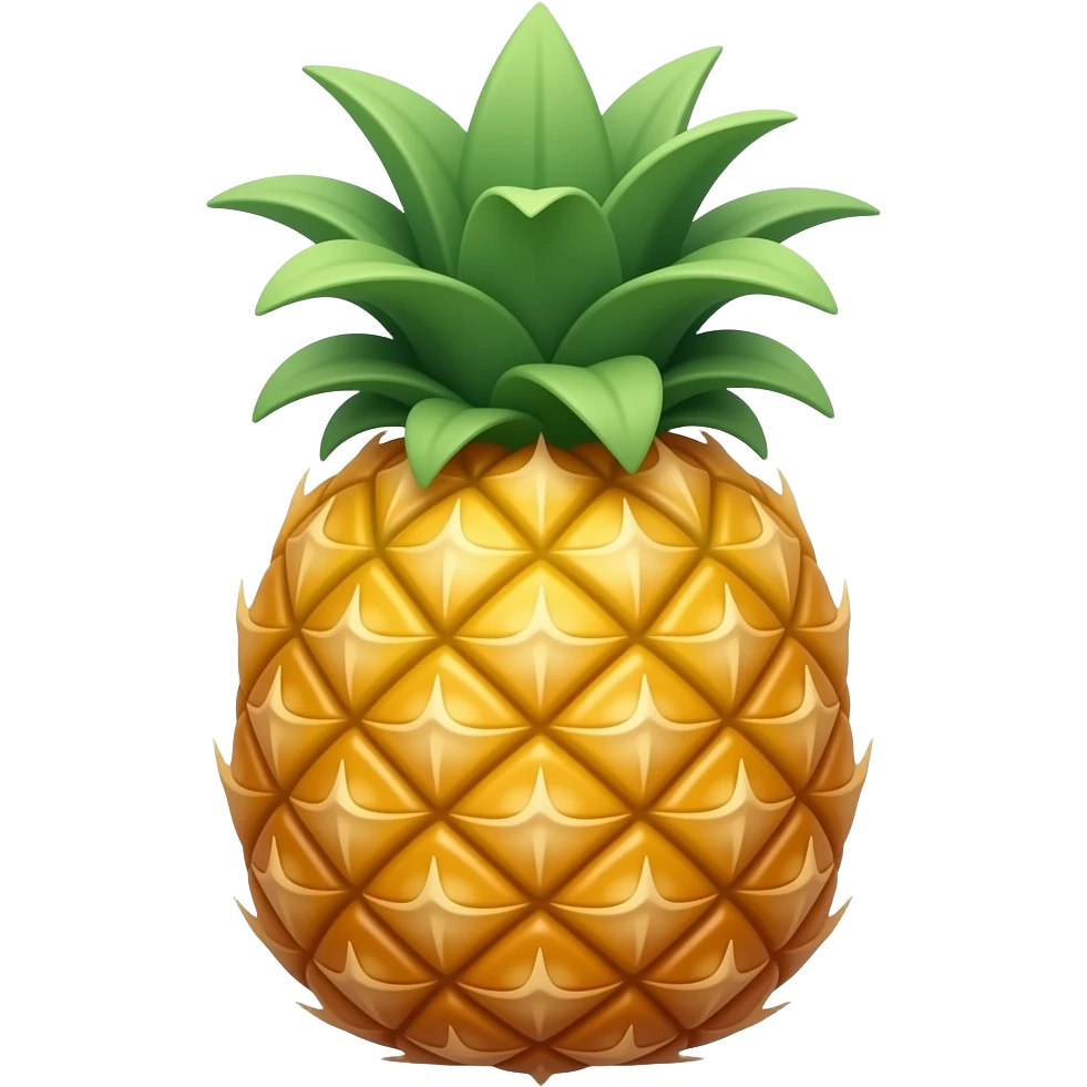 Create high-quality glossy emojis with a vibrant modern style.Make the emojis look premium, shiny, and eye-catching with bright highlights, smooth gradients, soft reflections, and glowing details.  pineaplle emoji emoji