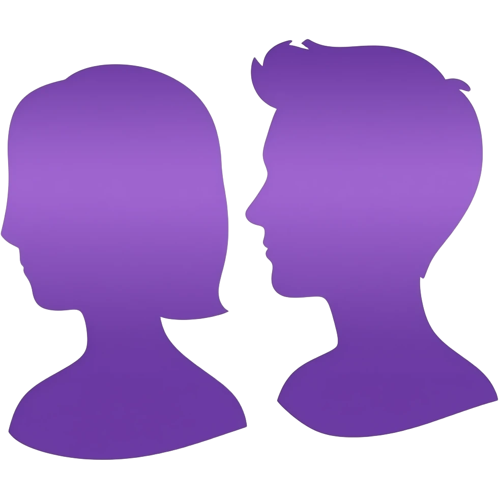 simply, violet, two busts in silhouette emoji