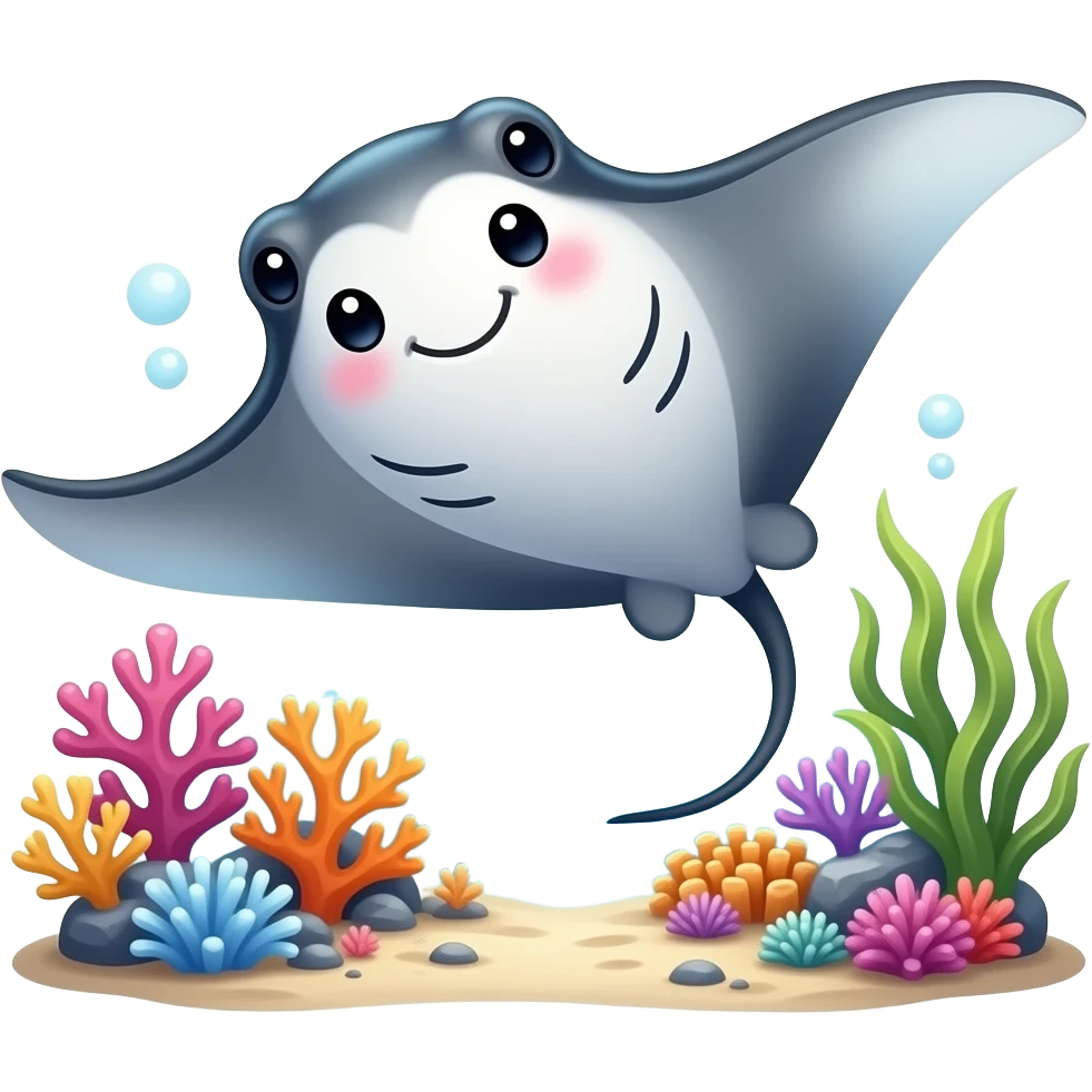 A cute manta ray with smile emoji