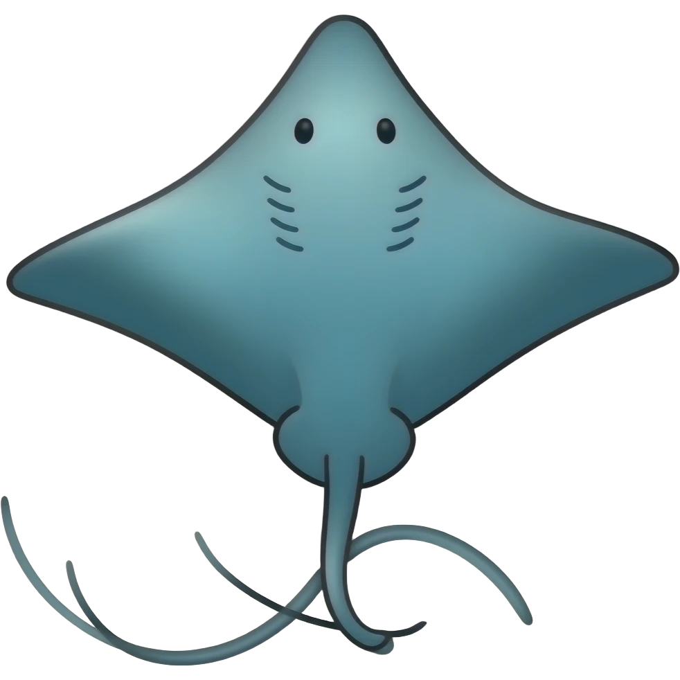 blue stingray with black outline emoji
