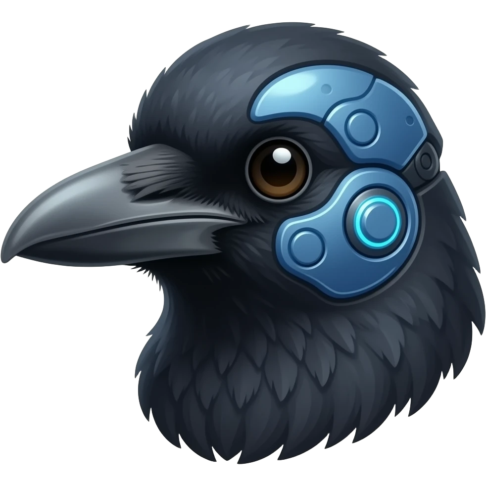 A cyborg magpie head emoji