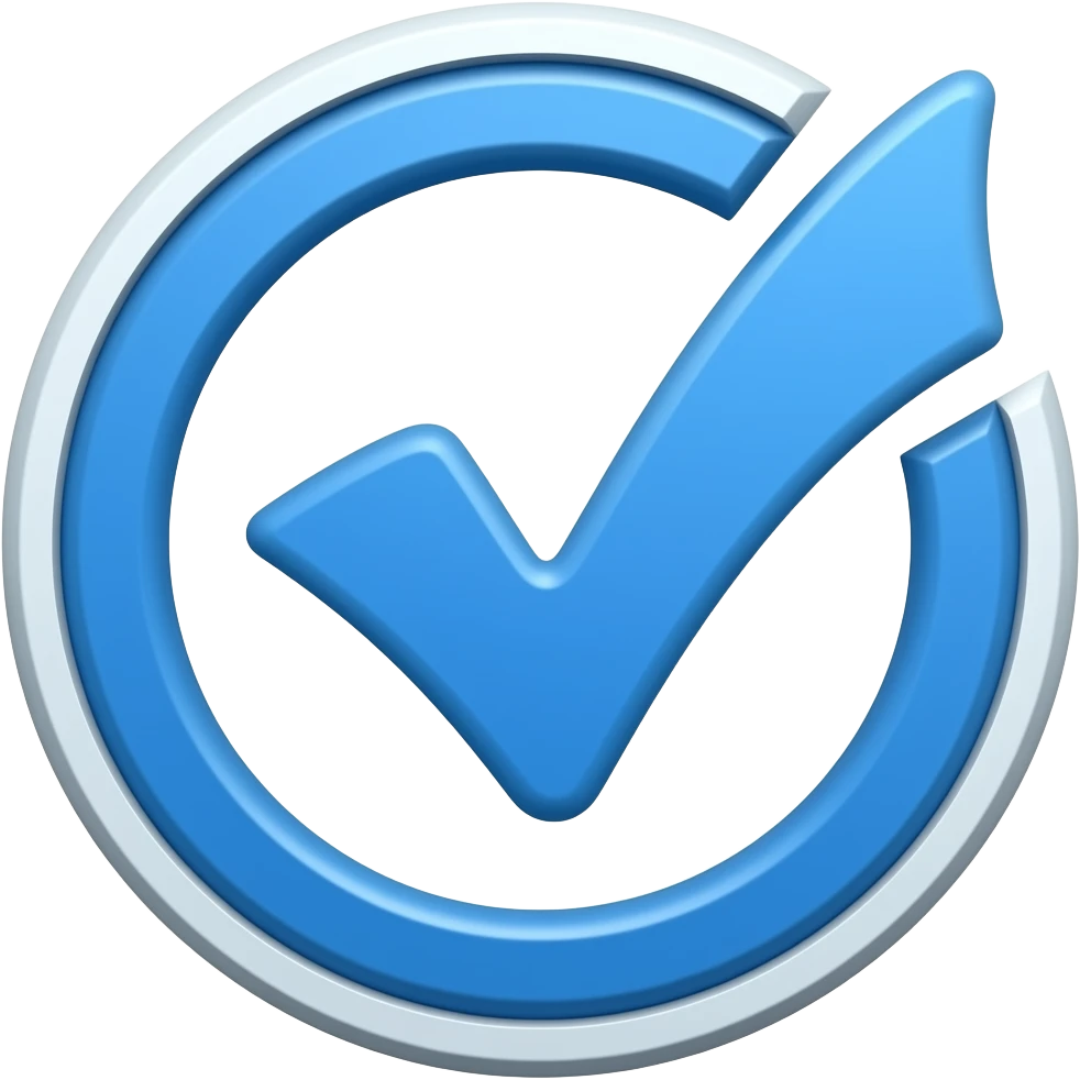 Tick mark ✅ In all blue fill with circular edge and curved triangles edge all blue no white emoji