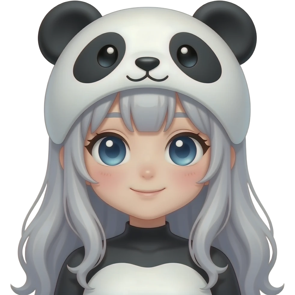Cute anime panda themed vtuber lady emoji