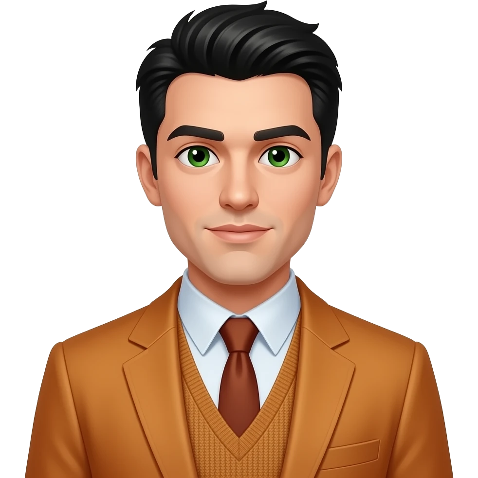 tall, male, black hair, green eyes, amber crombie and fitch emoji