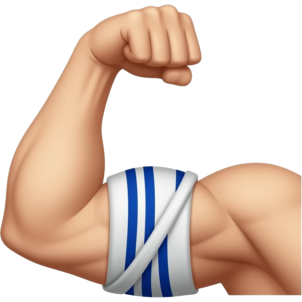 Flexed bicep with tefillin wrapped around the arm 💪➰⬛️ emoji