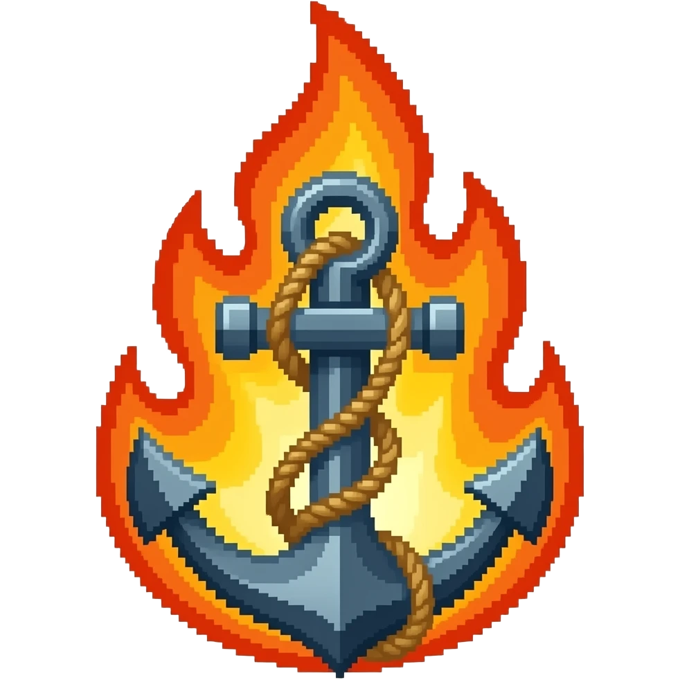 generate me a pixelated anchor on fire the file size can not be over 200kb emoji