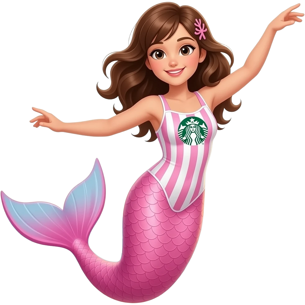 Swim deep water ocean towel sauna swimsuit pink stripes mermaid tail photo in the stone age sunset beach girl dancing pink Hawaiian wears a pink white Brown hair and pink dots in white gradient swimsuit white dots and pink big dots and white pink gradient corals and starbucks one piece swimsuit emoji