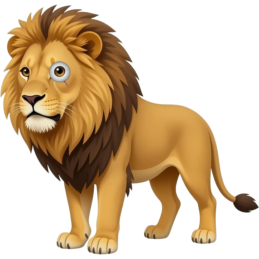 Wild lion with one eye damaged emoji