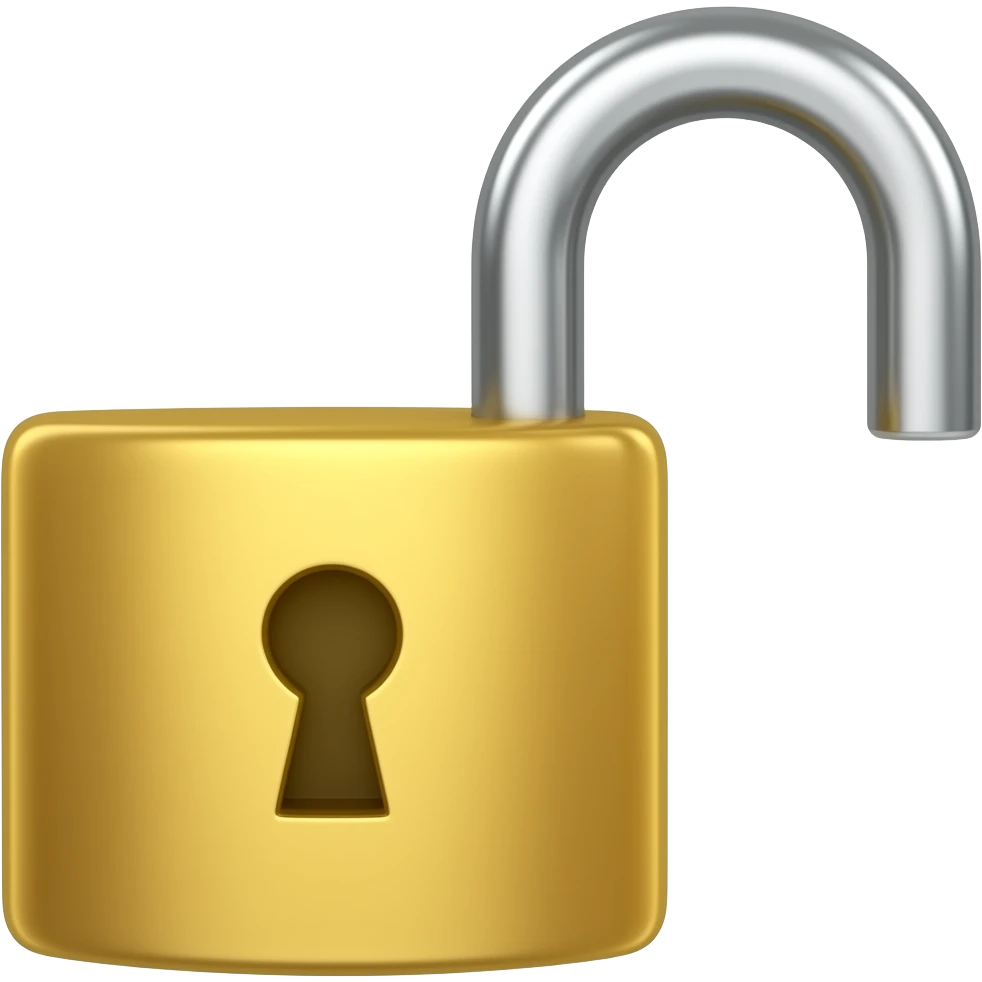 gold open padlock emoji