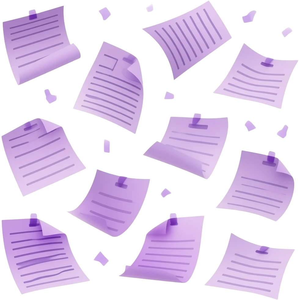 papeles de colores morado y rosa volando en celebración emoji