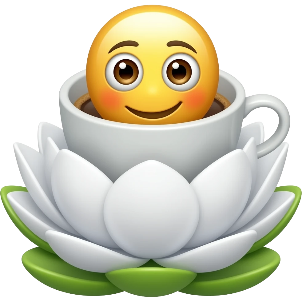 cup and saucer  coffee emoji emerging from White Lotus emoji