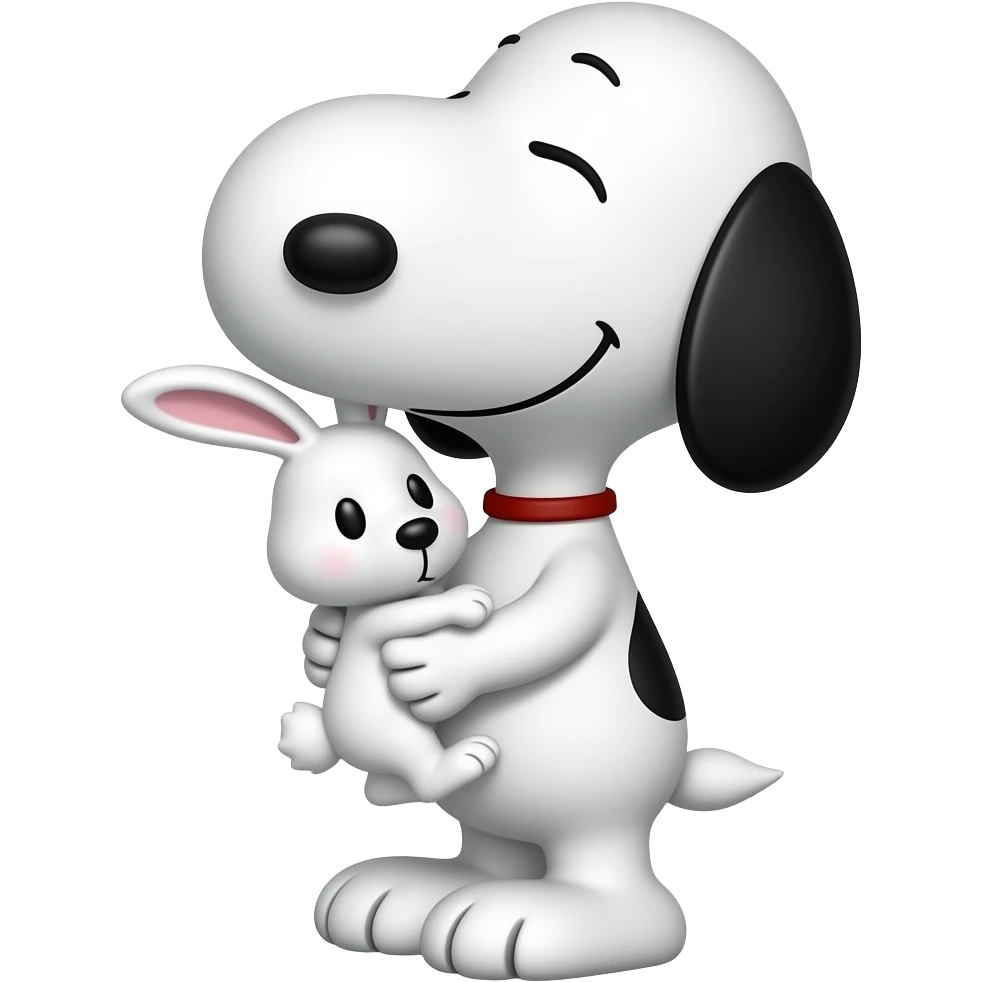 snoopy hugging a bunny facing forward emoji