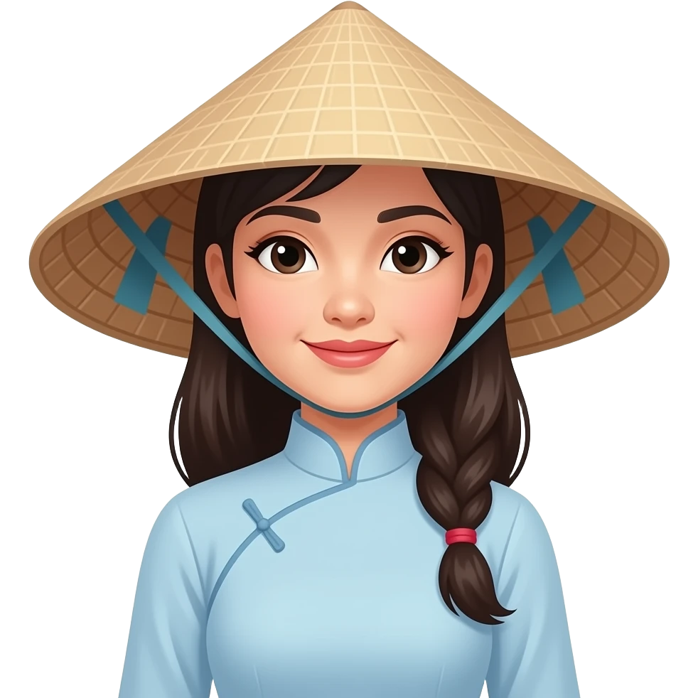 A vietnamese woman wearing ao dai and conical hat emoji