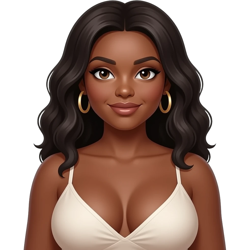 Sexy ebony curvy girl whit big boobs emoji