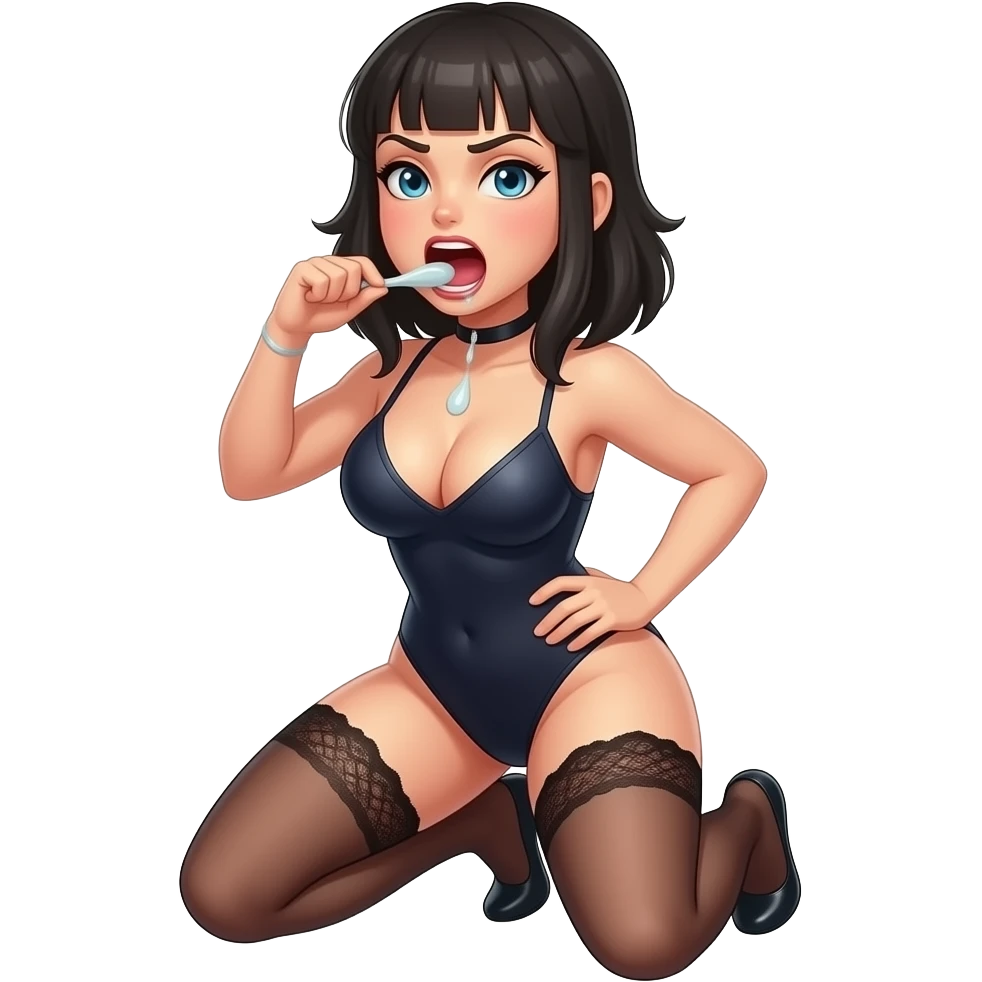 Futanari (female have genital ) , masturbation , climax ( ejaculate ) , full body emoji