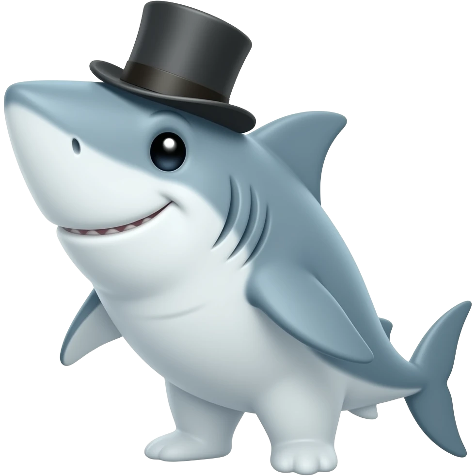 Shark with a top hat emoji