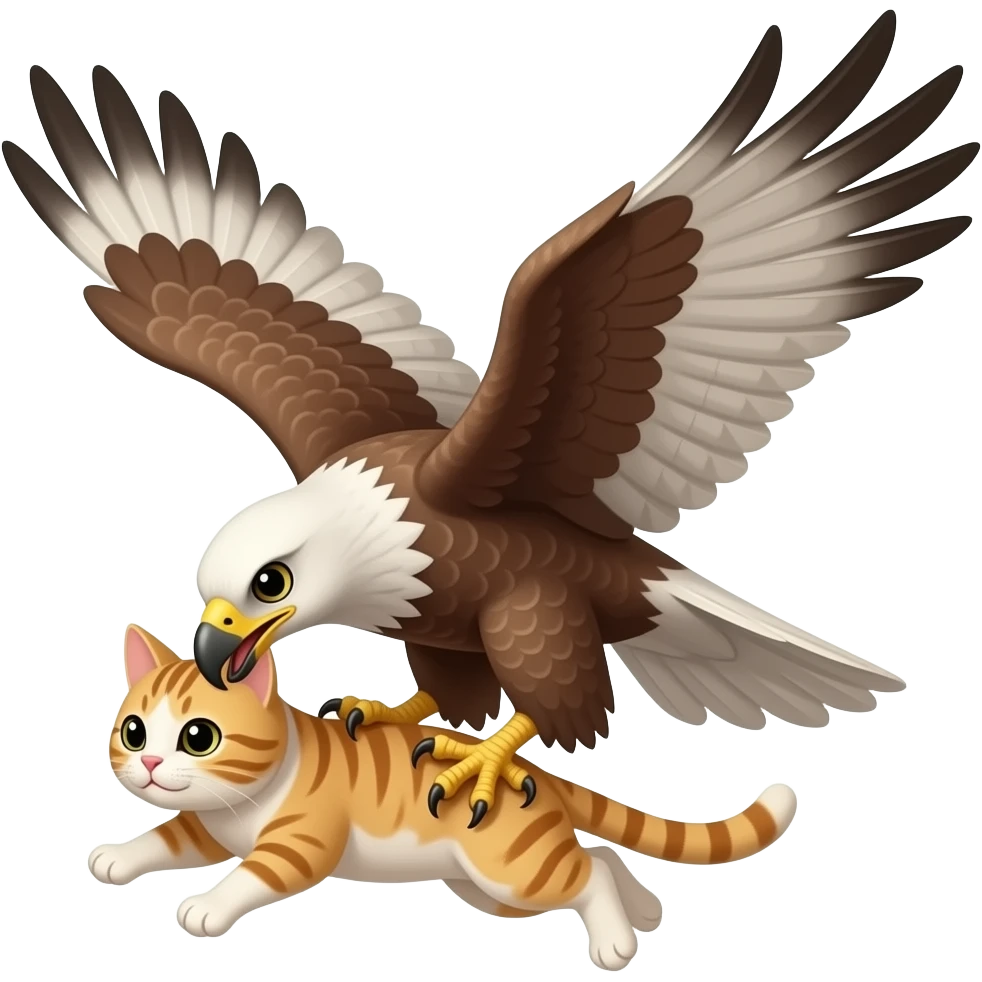 hawk picking up a cat emoji