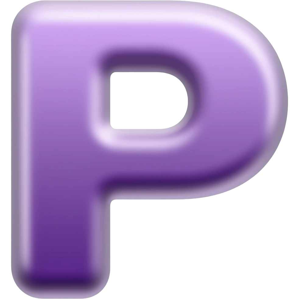 purple letter capital p in cursive style emoji