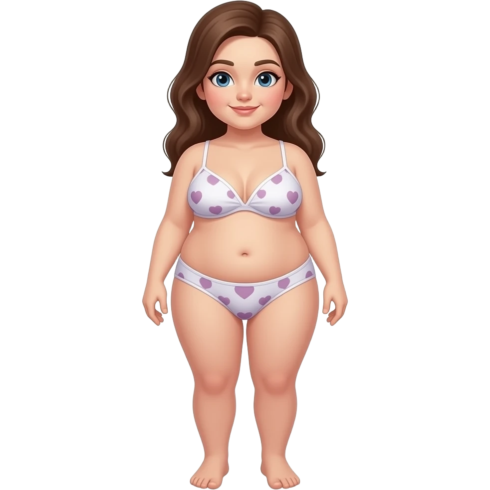 فتاة ترتدي ملابس داخلية والصورة كاملة الجسم وقالب جسمها بدين قليلا emoji