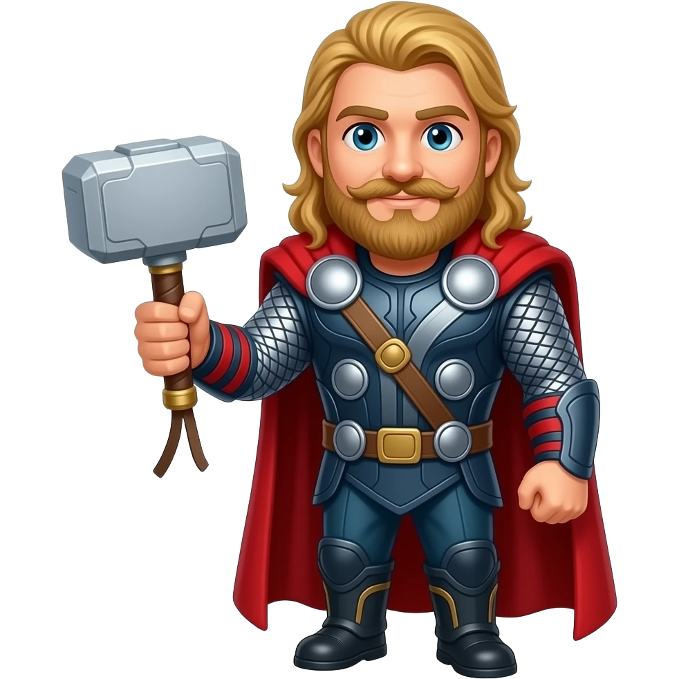 Je veux un emoji à l'effigie de Thor mais pas celui de la licence Marvel le vrai qui est roux qui a une barbe avec le vrai mjöllnir emoji