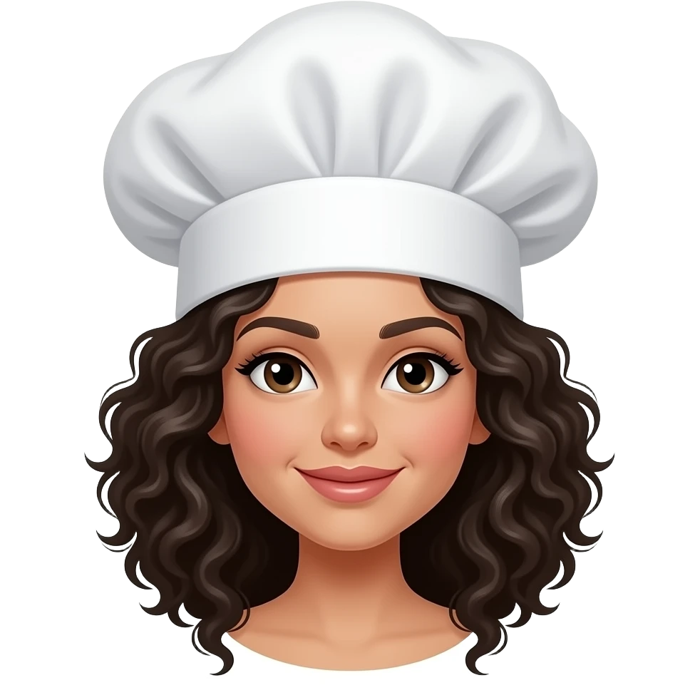 Chef Hat emoji female with dark curly hair emoji