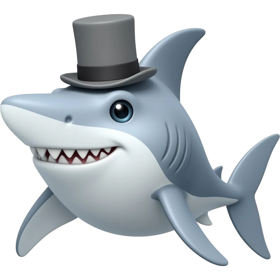 Shark with a top hat emoji
