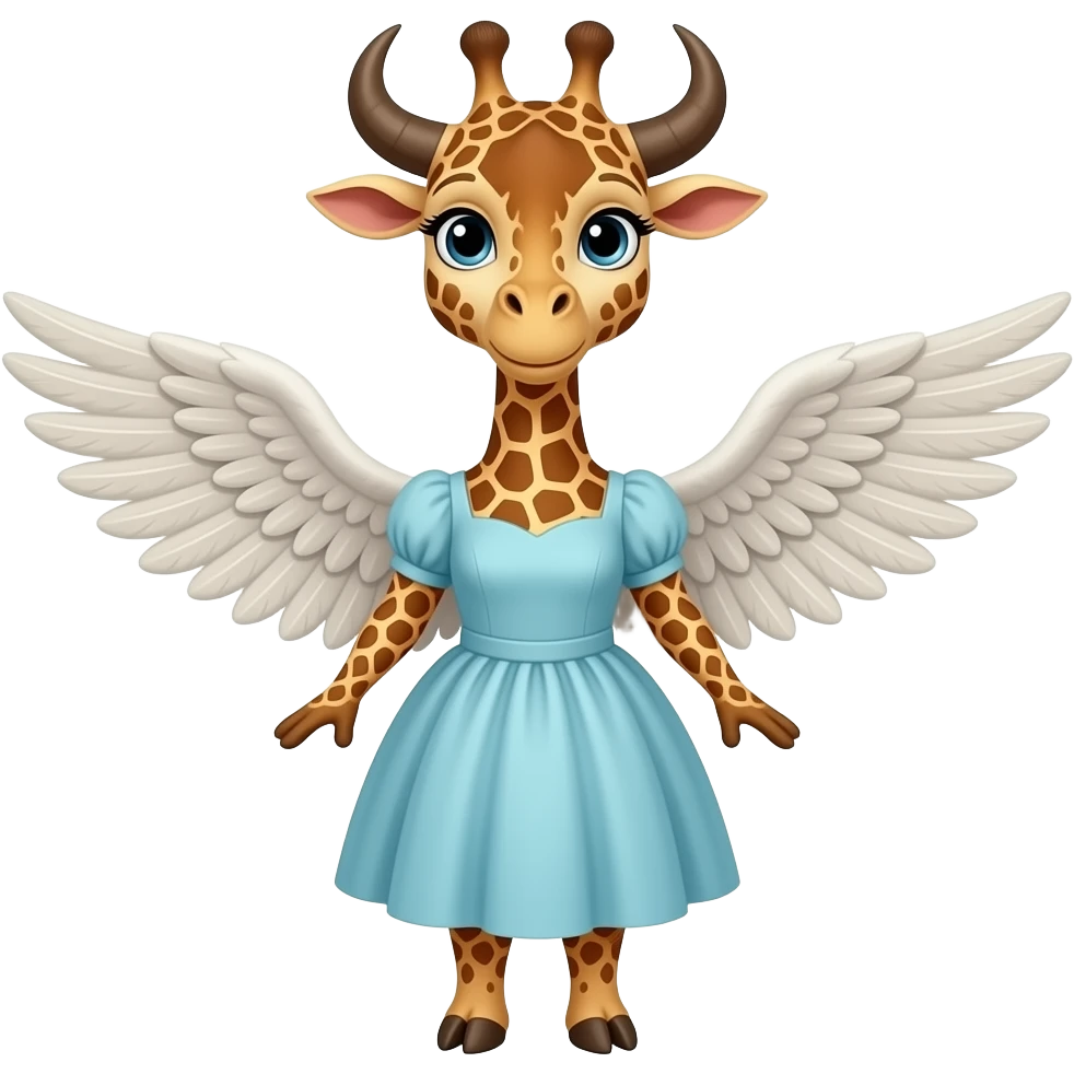 I want a fusion of bull giraffe with wings and frock emoji