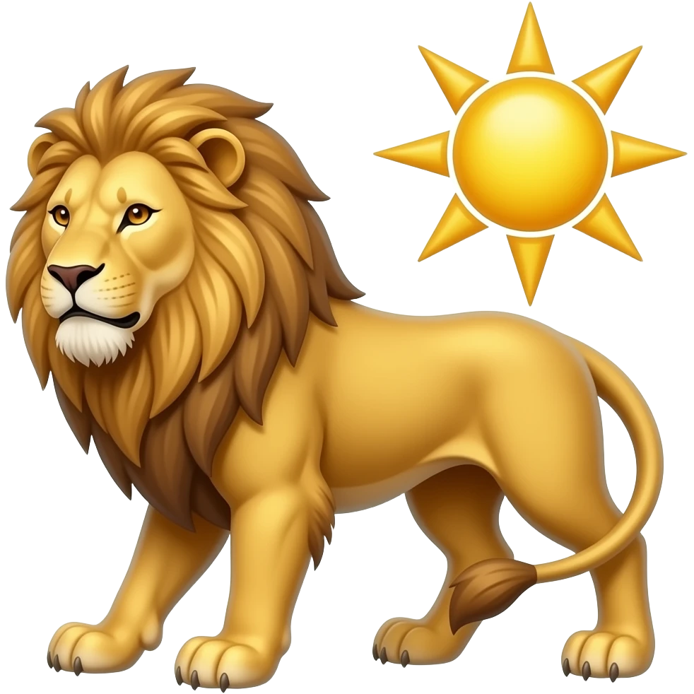 دقیقا ایموجی شیر و خورشید و شمشیر ایران رو طلایی طراحی کن emoji