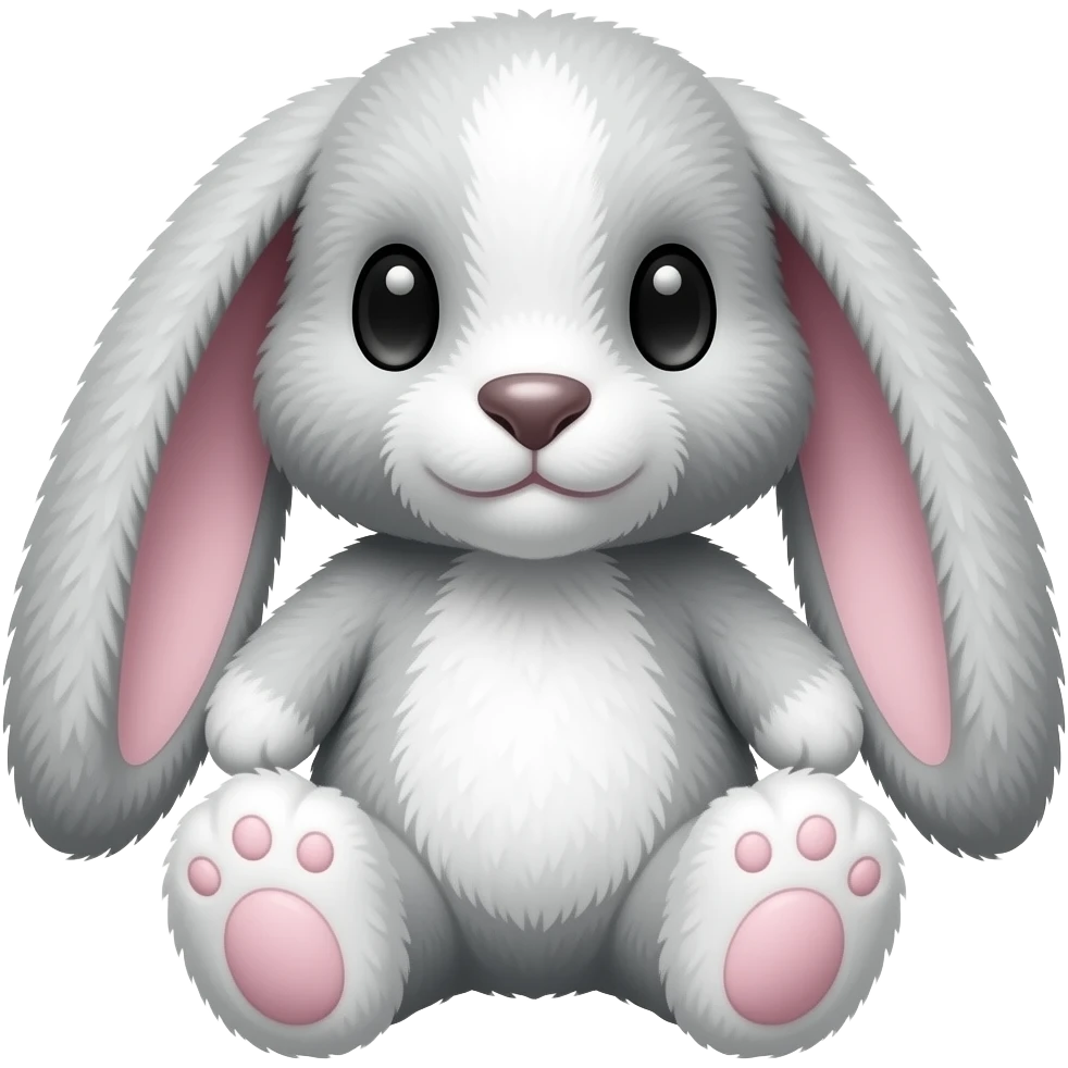 Grey and white bunny plush emoji
