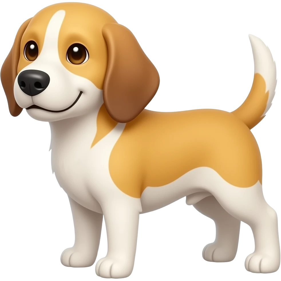 a lemon beagle with very pale face and a slight cheeky grin emoji