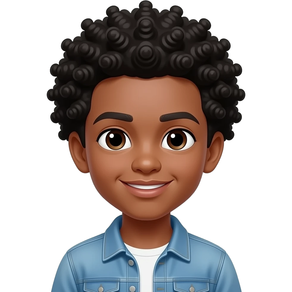 niño con pelo negro afro emoji