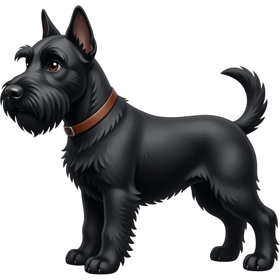 Black schnauzer dog black face cropped ears and cropped tail emoji