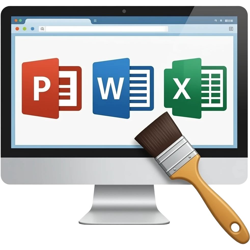 open powerpoint, ms word, excel document in the desktop screen and ...