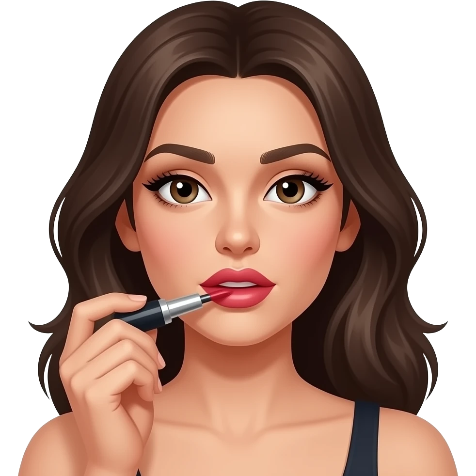 Sexi mujer mordiendose los labios. pintándose los labios con pintalabios 💄 emoji