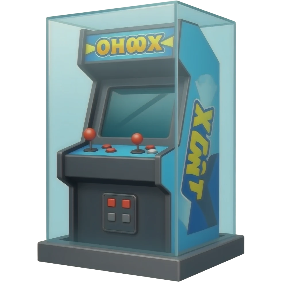 arcade machine closed in glass protective cover emoji