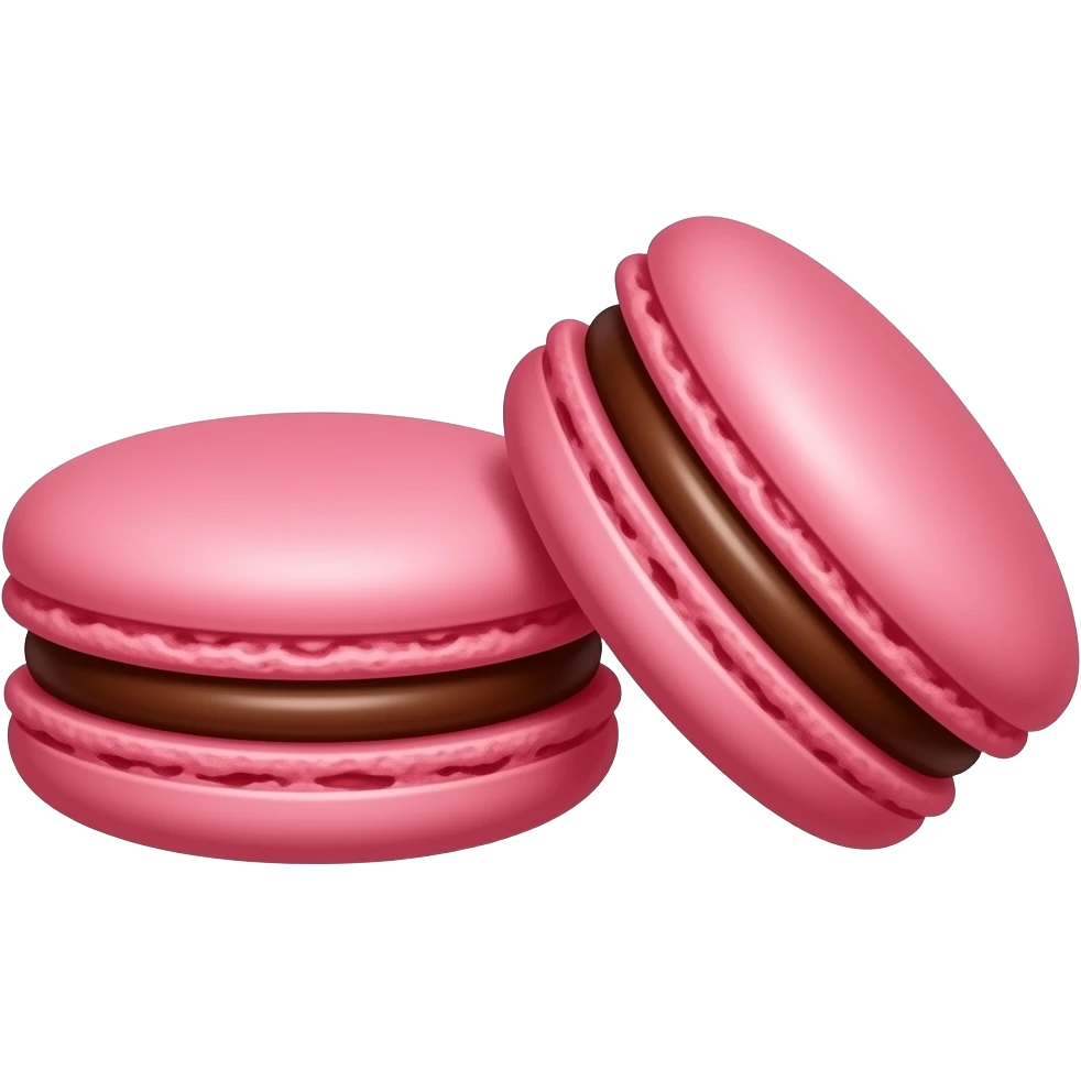 两块粉色的马卡龙，内陷都是巧克力味的 emoji