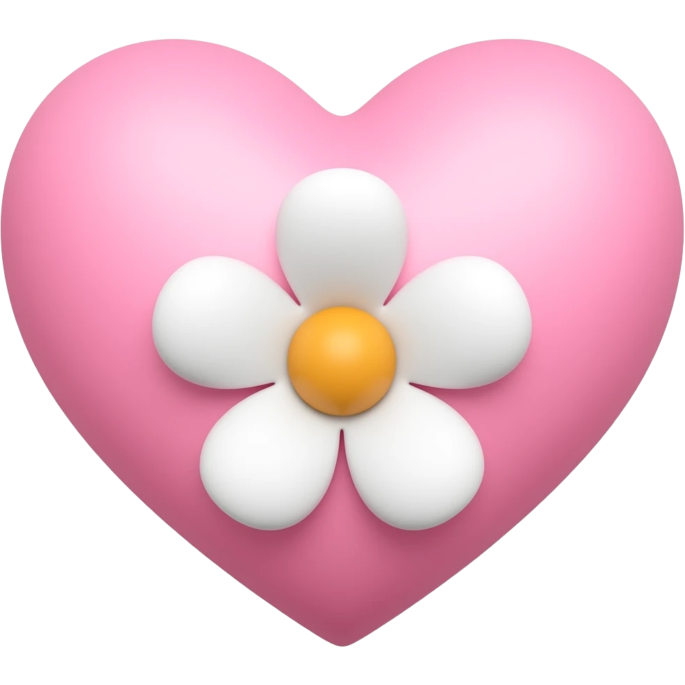 قلب صورتی با گل emoji