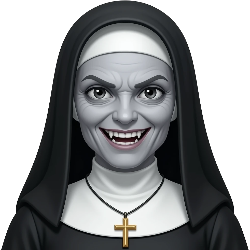 Valak, Evil nun, thing face, evil face, demonic face, light gray wrinkled skin emoji
